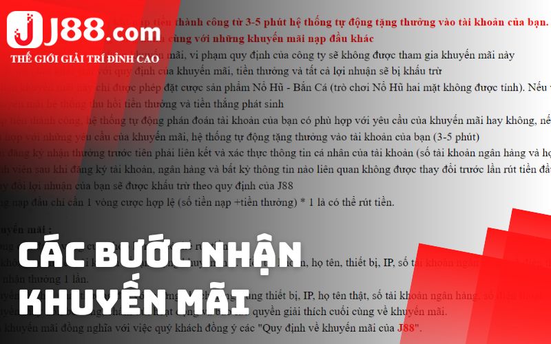 Các bước nhận khuyến mãi