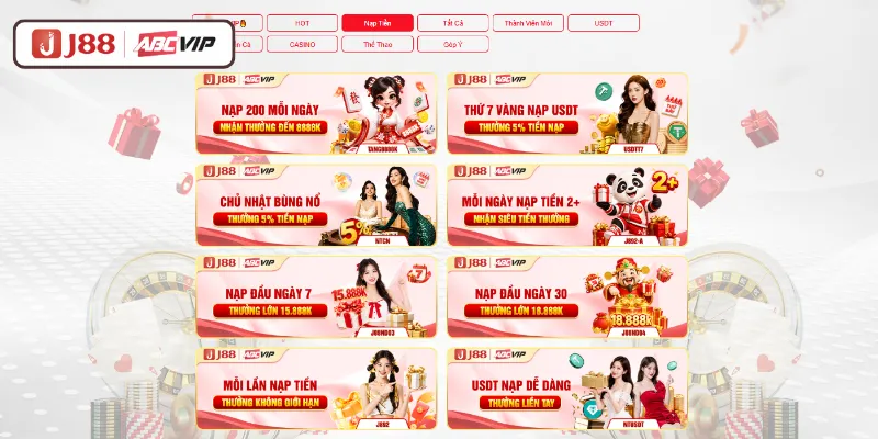 Khuyến Mãi J88 - Tổng Hợp Ưu Đãi Và Bonus Mới Nhất 2026 2 Bonus nạp tiền dành cho hội viên J88