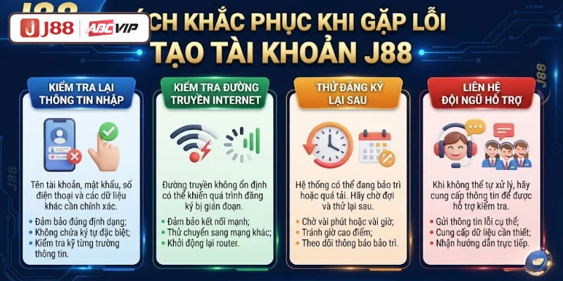 Cách khắc phục khi gặp lỗi tạo tài khoản J88