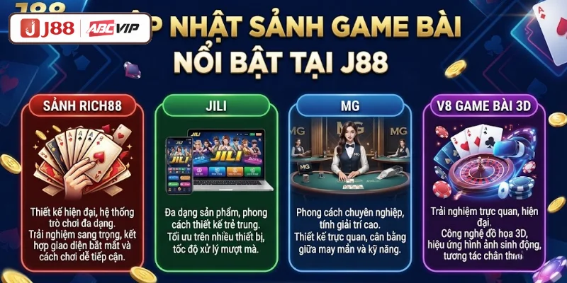 Cập nhật sảnh game bài nổi bật tại J88