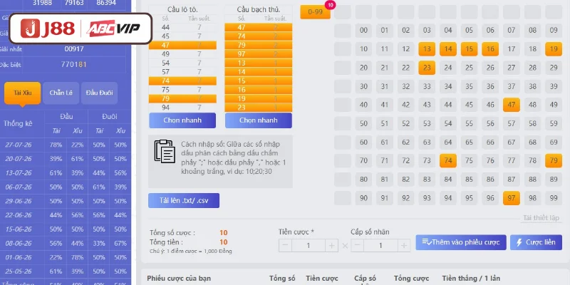 Hướng dẫn tham gia xổ số trên J88