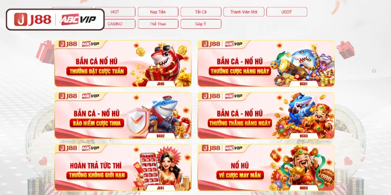 Khuyến Mãi J88 - Tổng Hợp Ưu Đãi Và Bonus Mới Nhất 2026 5 Khuyến mãi J88 dành riêng cho Nổ hũ và Bắn cá