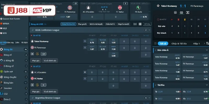 WeSports - Sảnh thể thao J88 hiện đại, cập nhật kèo nhanh